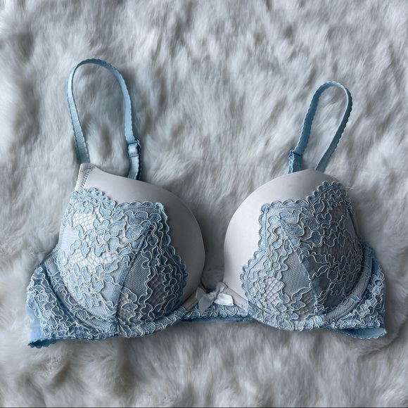 VS light blue and white lace dream angels push up bra 32C - Picture 7 of 15